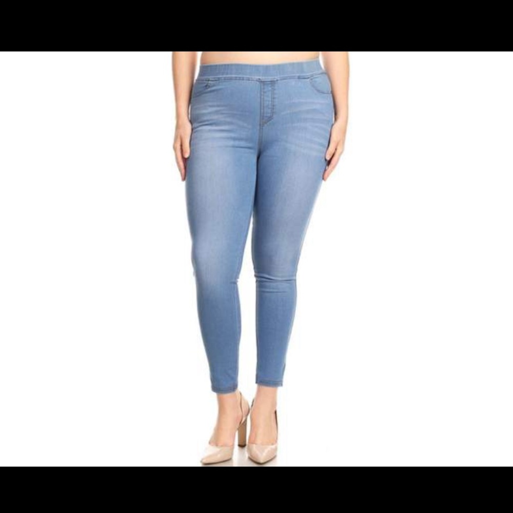JVINI Woman’s Pull-on Slimming Denim Jeggings| Color - light wash